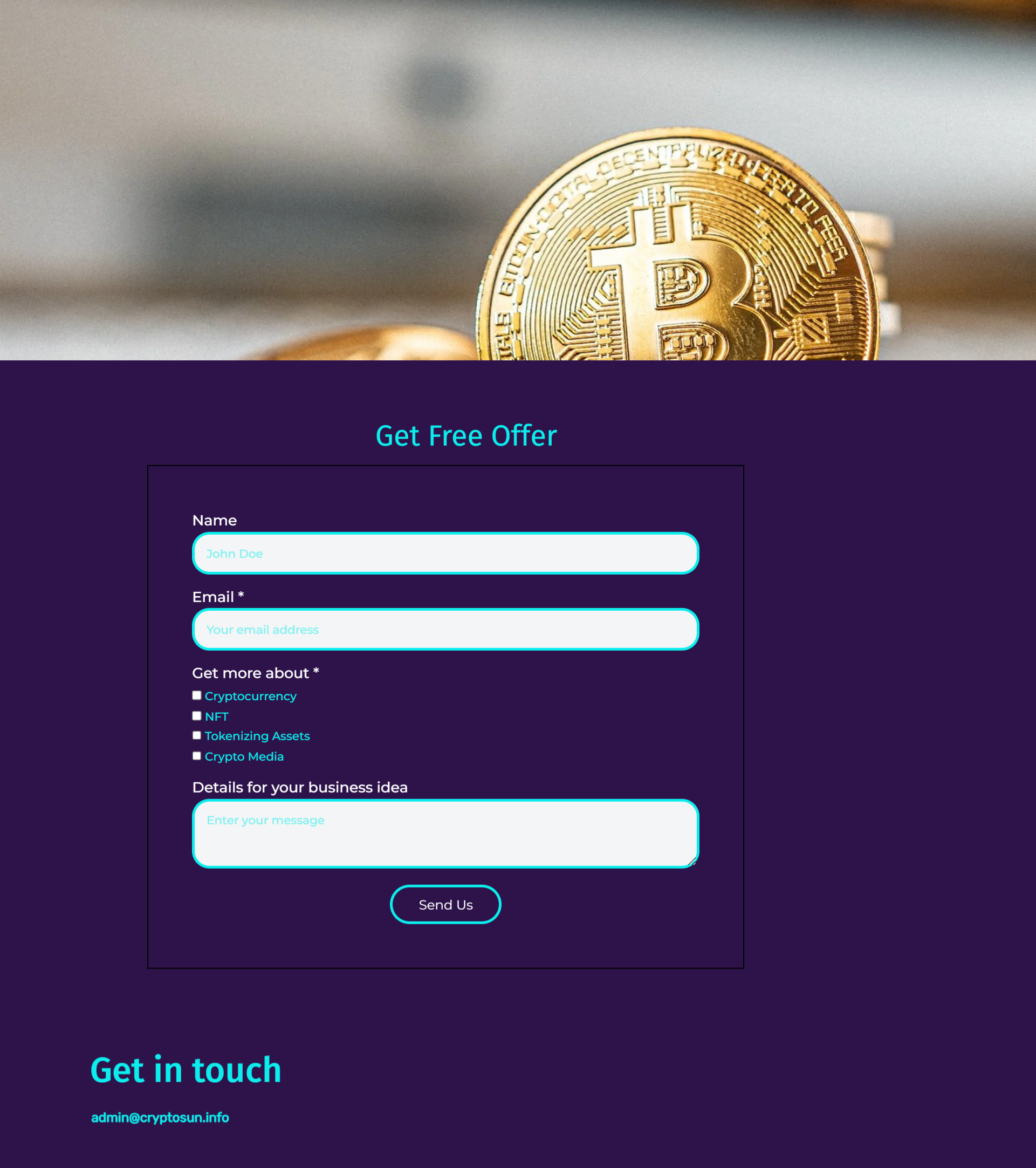 Modul for offer on the website CryptoSun